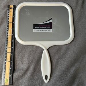 Studio Basics Extra Large Handheld Mirror White Lightweight Home or Salon